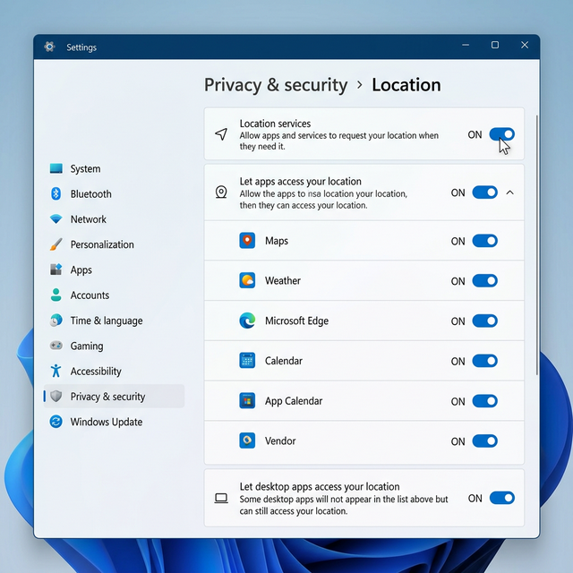 Windows Location Settings